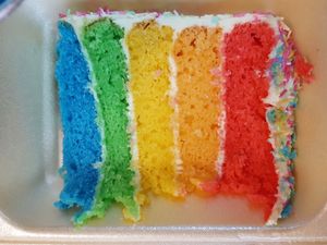 vegan rainbow cake  at Veggie Lounge in Wolverhampton