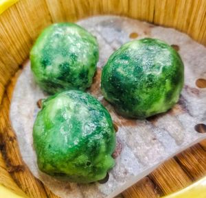 Vegan spinach dumplings at Shan Vege Dimsum 膳济素食点心楼 in Johor Bahru