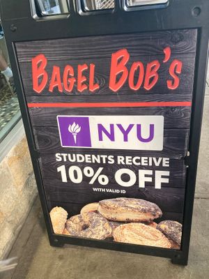 Sign in front at Bagel Bob's in New York City