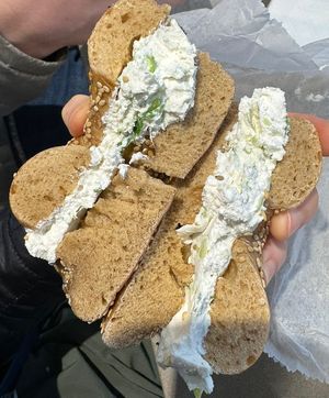 Tofu scallion shmear  at Bagel Bob's in New York City