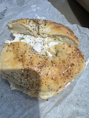 Everything with tofu veggie —recommend  at Bagel Bob's in New York City