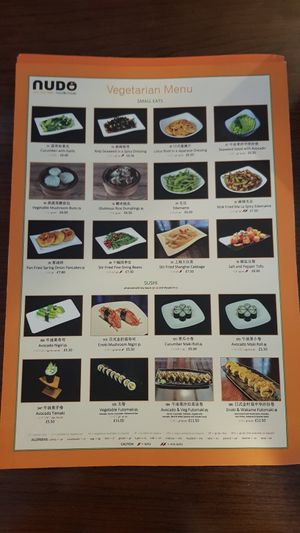 Small eats veggie/vegan menu at Nudo Noodle House in Newcastle Upon Tyne