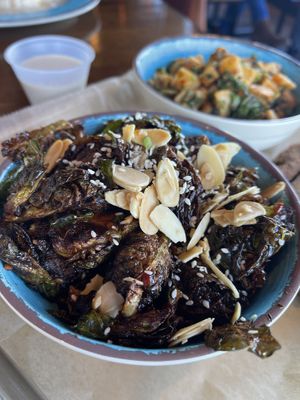 Flash Fried Brussels Sprouts (omitted the egg)  at Layla - Webster Groves in Webster Groves