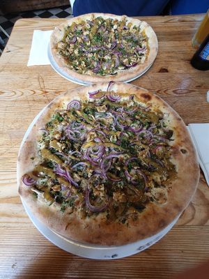 Walnuts, Red and white onions and Mustars dressing  at Pizza Garten in Zingst