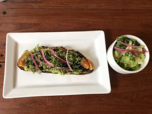 Avocado Toast - vegan - just ask - they will do it with mushrooms  at Baraka in Bacalar