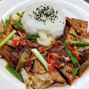 Braised Tofu at Loving Hut in Douala