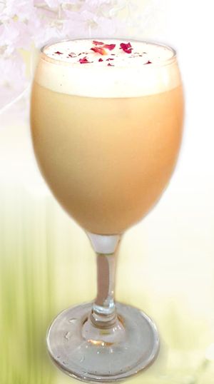 Rose Soymilk at Loving Hut in Douala