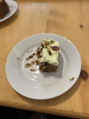 Last minute photo of a very tasty carrot and pistachio cake...  at Dunrobin Castle Tearoom in Golspie