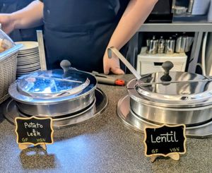 Vegan soups at Dunrobin Castle Tearoom in Golspie