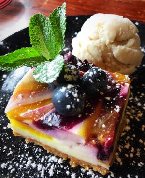 Blueberry and lemon cheesecake   at The Old Dunnings Mill in East Grinstead