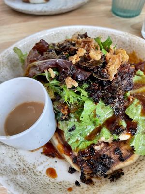  Savoury pancakes with peanut syrup  at BRÛLÉ in Toulouse