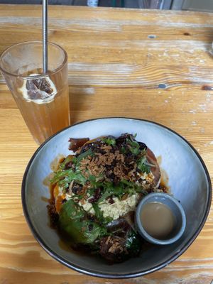 savory pancakes and iced tea  at BRÛLÉ in Toulouse