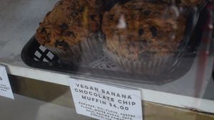 banana choc chip muffins at Cinnamon Works in Seattle