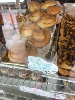 Vegan cinnamon rolls (huge) at Cinnamon Works in Seattle