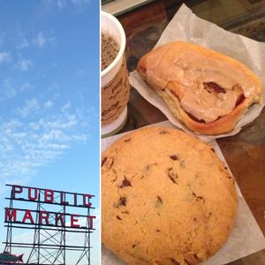 (Coffee isn't from Cinnamon Works) at Cinnamon Works in Seattle