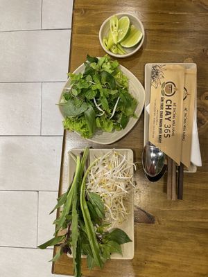 Greenery with soup   at Chay 365  in Ho Chi Minh City