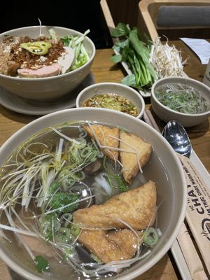 Vegan pho and vegan hot and sour pho  at Chay 365  in Ho Chi Minh City