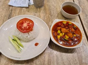 Sweet & Sour Chicken Rice at Nyonya Vege in Kuala Lumpur