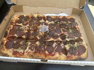 Vegan pepperoni   at Pizzasaurus Rex in Sacramento