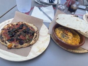 Pumpkin hummus on right   at Festinar in Valencia