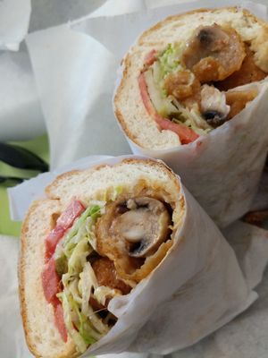 Vegan mushroom po boy at TKO Deli in San Diego