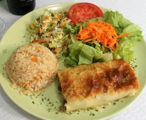 Spinach and tofu strudel (basicly a pastry).  at Oasis Vegetariano - Marques de Sa da Bandeira in Lisbon