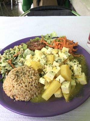 Tofu with pineapple  at Oasis Vegetariano - Marques de Sa da Bandeira in Lisbon