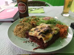 Beetroot lasagne  at Oasis Vegetariano - Marques de Sa da Bandeira in Lisbon