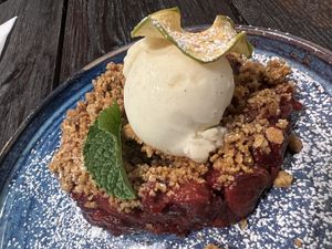 crumble vegan  at Punk Pasta in London