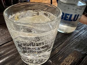 sparkling water  at Punk Pasta in London