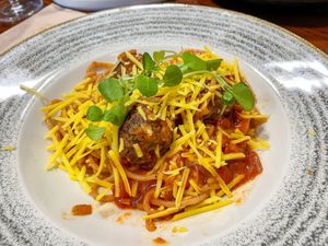 Spaghetti and meatballs at Punk Pasta in London