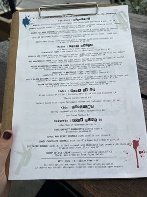 Menu  at Punk Pasta in London