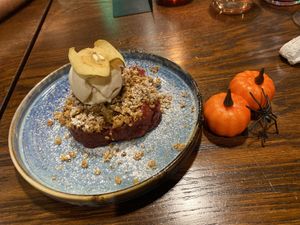 Apple and berry crumble  at Punk Pasta in London
