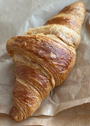 Beautiful delicious and flaky vegan croissant  at La Veggiesseria in Tarragona