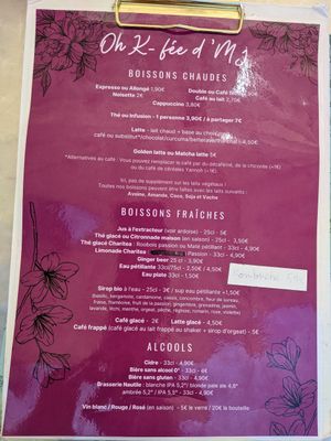 Menu - drinks at Oh K-fée d'Mj in Nantes