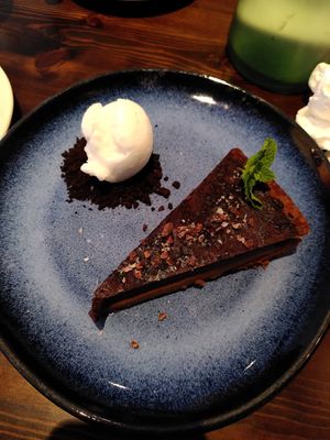 Vegan chocolate and salted caramel slice (August 2022) at Bill's in York