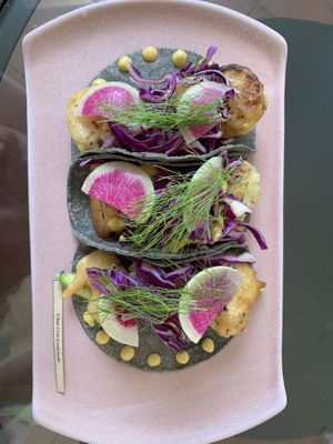 “Shrimp” tacos made with cauliflower   at Glück in Oaxaca