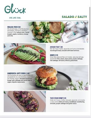 Menu as of March 2023  at Glück in Oaxaca