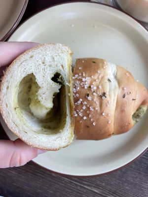 Basil homemade bread roll  at Bgomi in Seoul