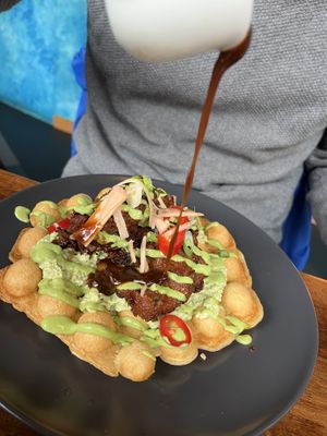 Fried Mochiko Chic-Kanu & bubble waffle   at Kanu Poké in Shrewsbury