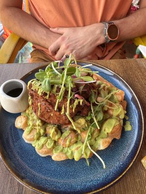 Faux chicken on a bubble waffle!   at Kanu Poké in Shrewsbury