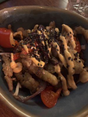 Salt and pepper shiitake mushrooms  at Kanu Poké in Shrewsbury