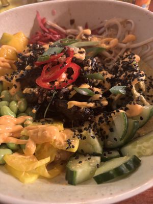 Aubergine poke bowl   at Kanu Poké in Shrewsbury