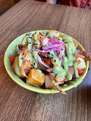 Habenero and pineapple tofu starter - SPICY, delicious   at Kanu Poké in Shrewsbury