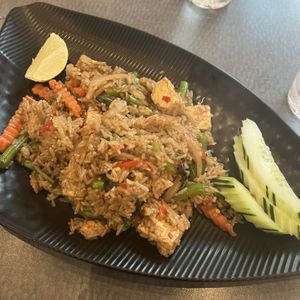 spicy fried rice with steamed tofu  at Kiin in San Diego