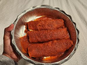 Vegan enchiladas with mild salsa at Poco Loco in Toledo