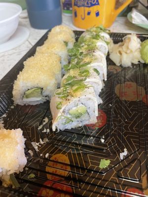 From the left: Trifecta w/ crunchies  and Umami   at Gorilla Eats Sushi in San Diego