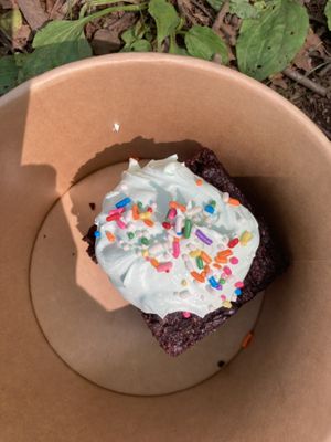 Brownie— looks tiny but is quite filling and tasty   at OVGO B.A.K.E.R. - Meiji st. in Tokyo