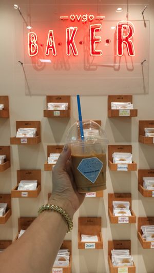 Soy latte at OVGO B.A.K.E.R. - Meiji st. in Tokyo