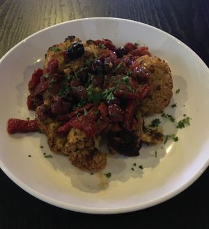 Roasted Zaatr Cauliflower appetizer. at Ansari's Mediterranean Grill & Lounge in Eagan